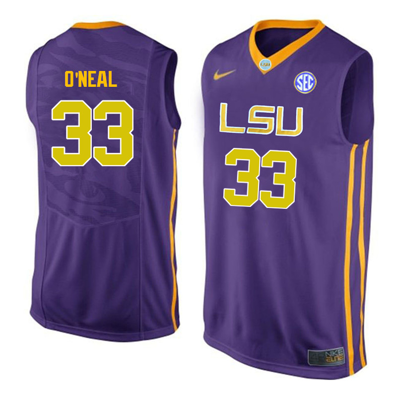 Men LSU Tigers #33 Shaquille ONeal College Basketball Jerseys-Purple - Click Image to Close